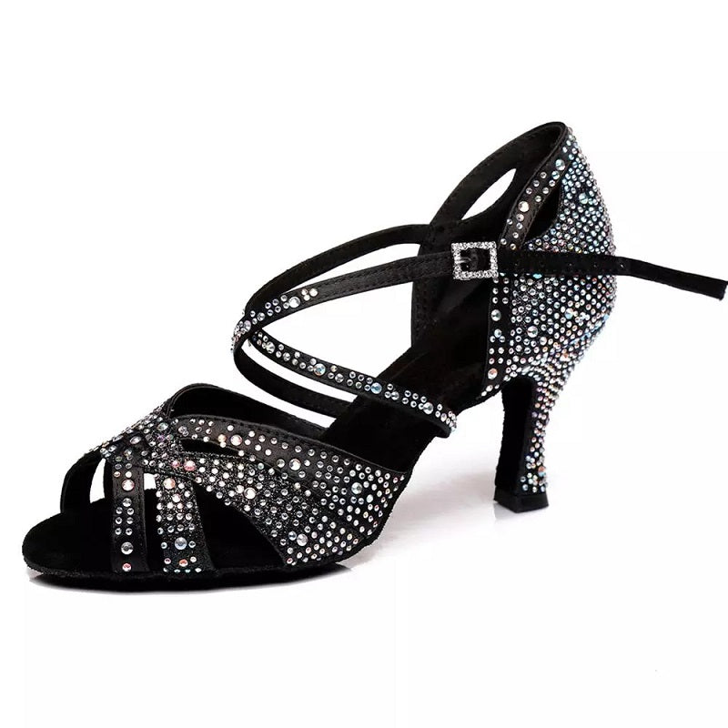 <transcy>Latin Jazz Salsa Zapatos de baile de salón Mujeres Niñas Sandalias Zapatos de diamantes de imitación sexy</transcy>