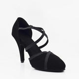 Modern Dance Shoes High Heel 8.5cm Flock Ballroom Waltz Tango Shoes Closed Toe Latin Salsa Ballroom Shoes