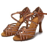 Latin Dancing Shoes For Women Tango Salsa Rumba Samba Ballroom Party Ladies Dance Heels Soft Sole Black Women Sandals