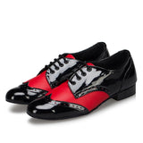 Modern Men's Soft Bottom Latin Dance Shoes Red Black PU Ballroom Waltz Samba Dance Shoes