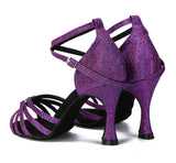 Latin Dance Shoes Ladies Soft Soled Indoor Party Performance Ballroom Dance Shoes Purple