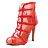 Woman High Top Latin Dance Boots Red Black Ballroom Women Salsa Tango Dancing Shoes Girls Soft Bottom Party Sandals