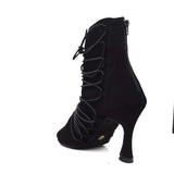 Fashion Dance Shoes Black Boots Latin Salsa Ballroom Women High Heel Shoes