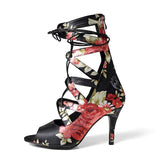 Custom Professional Latin Dance Shoes For Women Satin Flower Ballroom Salsa Tango Dance Boots