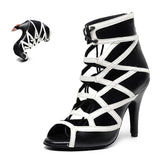 Black White Latin Ballroom Dance Boots Suede Soft Sole Indoor Professional Party Tango Salsa Dancing Shoes