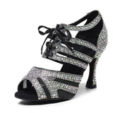 Glitter Latin Dance Shoes For Women Rhinestone Ballroom Salsa Dancing Shoes Girls High Heel Shoes For Party
