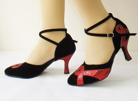 <transcy>Zapatos negros de danza moderna | Zapatos de baile latino de salón flocado | Suela de gamuza | Danceshoesmart</transcy>