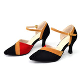 Dance Shoes Women Latin Flannel Ballroom Dancing Shoes For Women Brown Red Blue Salsa Pointed Modern Shoes Dance