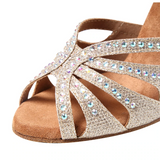 Women's Sparkling Glitter Customized Heel Ballroom Latin Dance Shoes Rhinestone