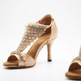 Salsa Latin Dance Shoes Women Sparkling Rhinestone Customized Heel Ballroom Dancing Shoes