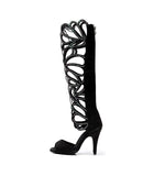 Women Dance Shoes Black White Suede Rhineston Dance Boots for Girls Soft Sole Salsa Dance Shoes for Wedding Sandals