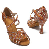 Latin Dancing Shoes For Women Tango Salsa Rumba Samba Ballroom Party Ladies Dance Heels Soft Sole Black Women Sandals