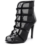 Woman High Top Latin Dance Boots Red Black Ballroom Women Salsa Tango Dancing Shoes Girls Soft Bottom Party Sandals
