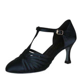 Black Gold Modern Latin Dance Shoes For Women Satin Buckle Tango Salsa Ballroom Dancing Shoes