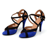 Women Latin Dance Shoes Flannel Salsa Girls Blue Red Soft Bottom Indoor Tango Salsa Shoes