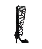 Women Dance Shoes Black White Suede Rhineston Dance Boots for Girls Soft Sole Salsa Dance Shoes for Wedding Sandals