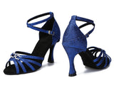 Latin Dance Shoes Ladies Soft Sole Indoor Party Performance Ballroom Dance Shoes Blue