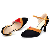 Dance Shoes Women Latin Flannel Ballroom Dancing Shoes For Women Brown Red Blue Salsa Pointed Modern Shoes Dance