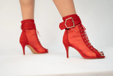 Red Boots Women Latin Salsa Ballroom Dancing Shoes Booties