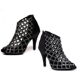 <transcy>Mujer Botas de baile latino de salón Tango Salsa Zapatos de rendimiento Suela de goma personalizada aceptada</transcy>