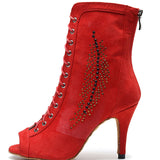 Ballroom Latin Dance Shoes Boots For Women Girls Ladies Dancing Shoes Tango Samba Salsa 6-10CM Heel Shoes