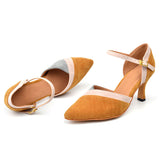 Dance Shoes Women Latin Flannel Ballroom Dancing Shoes For Women Brown Red Blue Salsa Pointed Modern Shoes Dance
