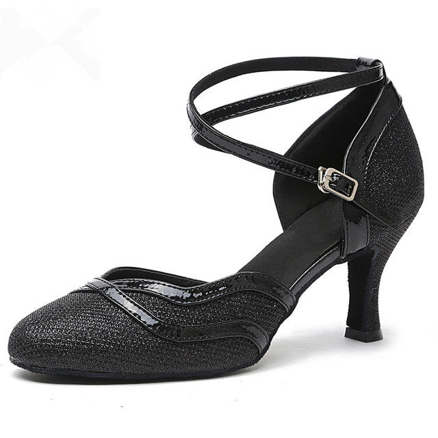 Women Latin Dance Shoes Ladies Modern Tango Ballroom Sandal Salsa Samba Party Heeled Shoes