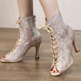 Women's Shoes Dance Boots Latin Jazz Rumba Samba Ballroom Dance Party Ladies Wedding High Heels