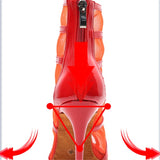<transcy>Salsa Jazz Ballroom Square Plus Size Latin Boots Zapatos de baile para mujeres Dancing Girl Elegante Tacón alto Air Mesh</transcy>