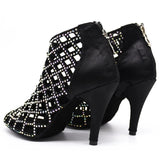 <transcy>Mujer Botas de baile latino de salón Tango Salsa Zapatos de rendimiento Suela de goma personalizada aceptada</transcy>