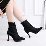 Black Latin Ballroom Dance Boots For Women Indoor Ballroom Salsa Dancing Shoes Zipper