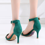 Green Rainbow Latin Ballroom Dance Shoes For Women High Heel Salsa Dance Sandals For Girls Soft Bottom