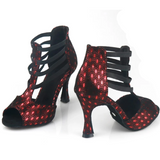 Red Dance Boots For Women Girls Latin Ballroom Tango Dance Shoes Slip On