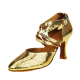 <transcy>Zapatos modernos de oro | Zapatos de baile latino para mujer | Nuevos zapatos de baile de salón | Danceshoesmart</transcy>