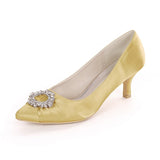 Women Bridal Wedding Shoes Satin Rhinestone Crystal Pumps Stiletto High Heel