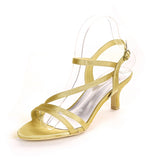 Satin Sandals For Women Bride Open Toe Stiletto Heel Pumps Summer Shoes