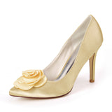 Wedding Shoes For Women Birde Elegant Pumps High Thin Heel Satin Flower Shoes For Party