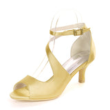 Shoes For Women High Heels Satin Sandals Summer Shoes Sandals Ankle Strap Plus Size 35-43