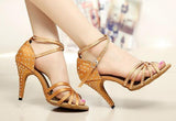 Satin Latin Dance Shoes | Bronze Women's Rhinestone Dance Shoes | Danceshoesmart