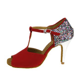 <transcy>Zapatos de baile rojos para mujer | Zapatos de baile de salón con purpurina | Zapatos de baile de salsa latina | Danceshoesmart</transcy>