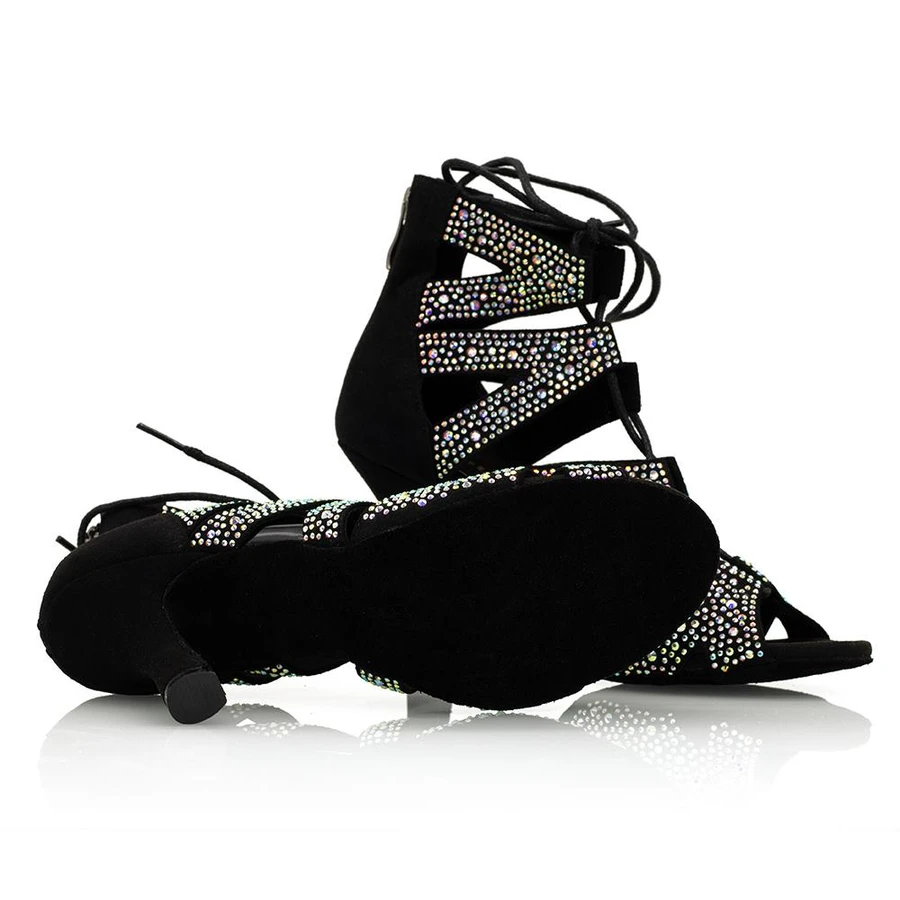Women's Rhinestone Customized Heel Latin Salsa Shoes Dance Boots Ballroom Dance Shoes