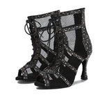 Women Ballroom Dance Shoes Salsa Latin Dancing Shoes Black Pink For Girls Soft Bottom Boots