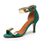 Green Rainbow Latin Ballroom Dance Shoes For Women High Heel Salsa Dance Sandals For Girls Soft Bottom
