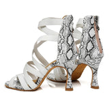 Latin Dance Shoes Ladies Girls Ballroom High Top Tango Salsa Dance Shoes Zipper Fashion Dance Sandals High Heel