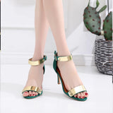 Green Rainbow Latin Ballroom Dance Shoes For Women High Heel Salsa Dance Sandals For Girls Soft Bottom