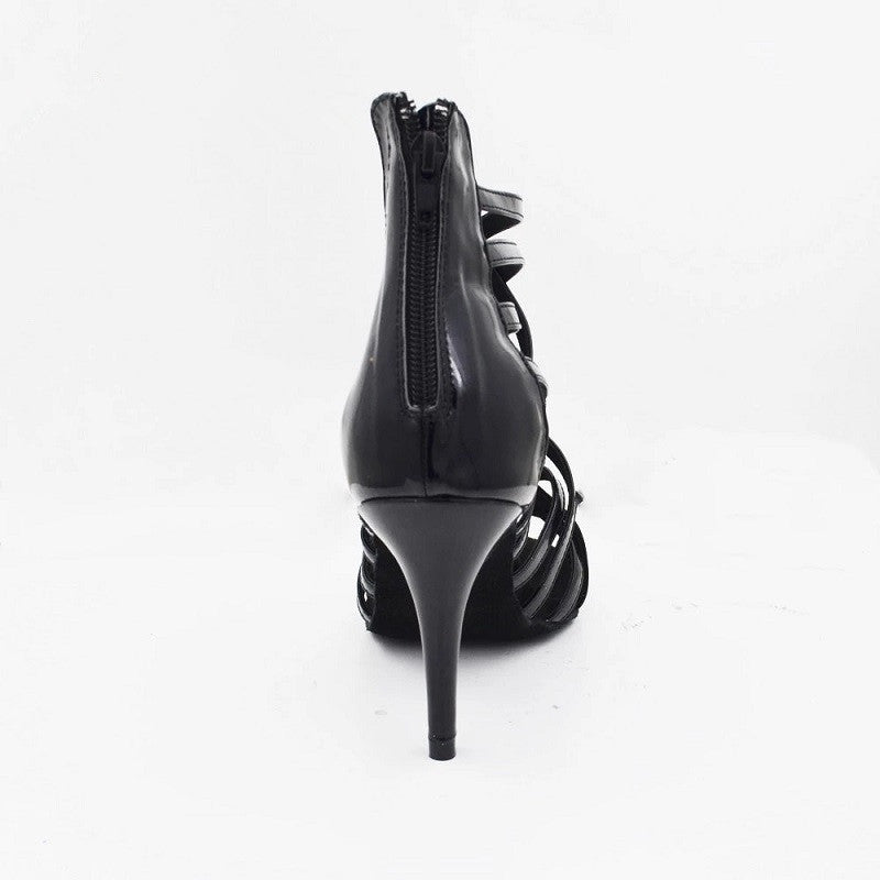 Black PU Dance Shoes For Women Girls Latin Ballroom Tango Salsa Professional Dance Boots Zipper