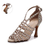 Rhinestone Pearl Dance Shoes Professional Customized Heel Latin Ballroom Salsa Dancing Shoes