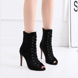 Woman Ballroom Dance Shoes Black High Heel Bachata Salsa Dancing Shoes For Girls Soft Bottom Dance Boots