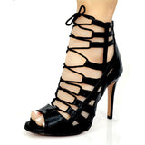 Women Ballroom Latin Dance Shoes Boots Black Salsa Tango Social Shoes Lace-up High heel 6/7.5/8.5/10cm Suede Sole