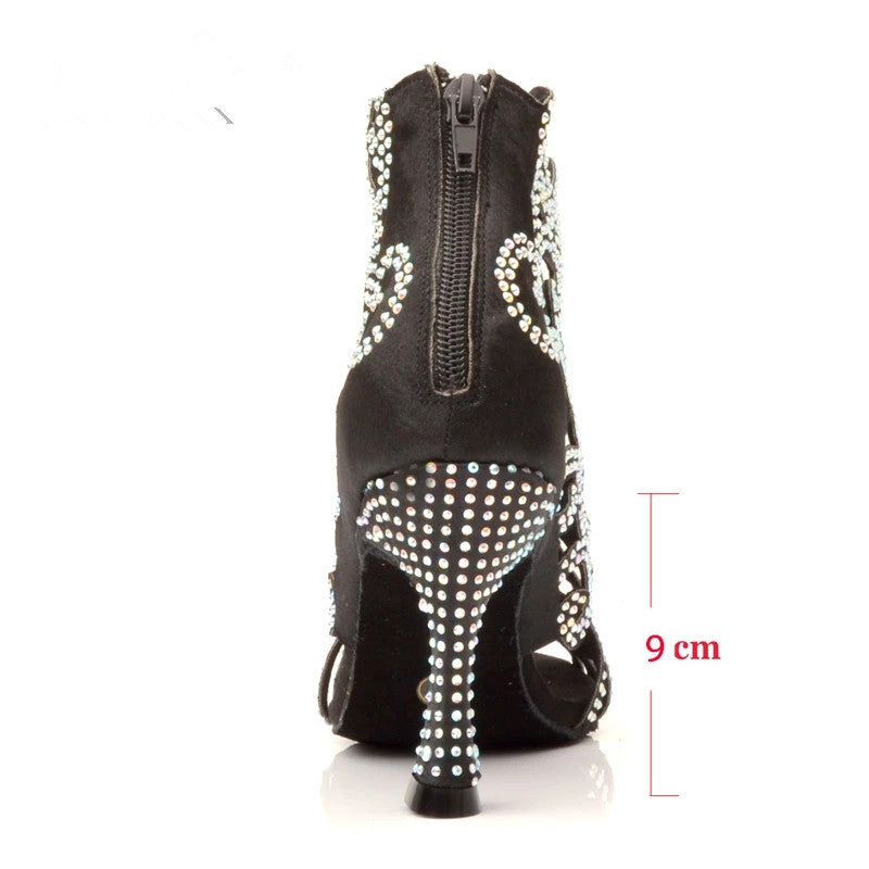 Women Shoes for Dancing Latin Heeled Shoes Woman Rhinestone Sexy High Heels Sandal for Wedding Party Girls' Shoes Boots